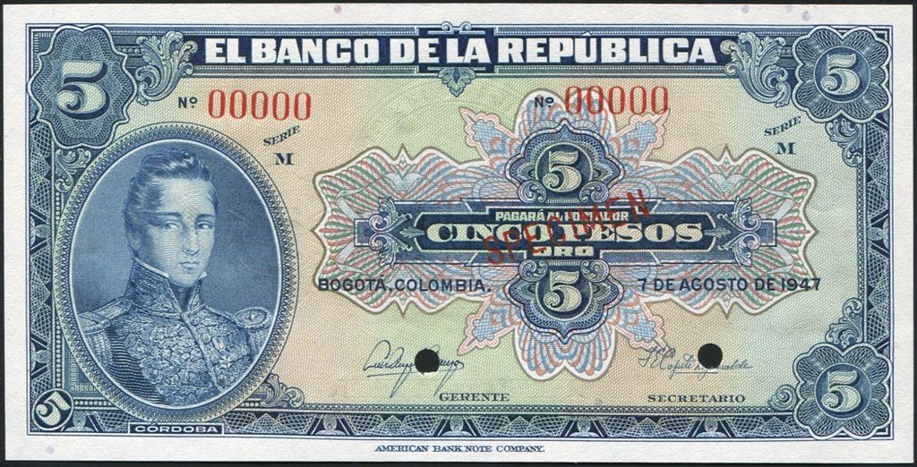  Diagonal red SPECIMEN ovpt front; all-zero s/n 