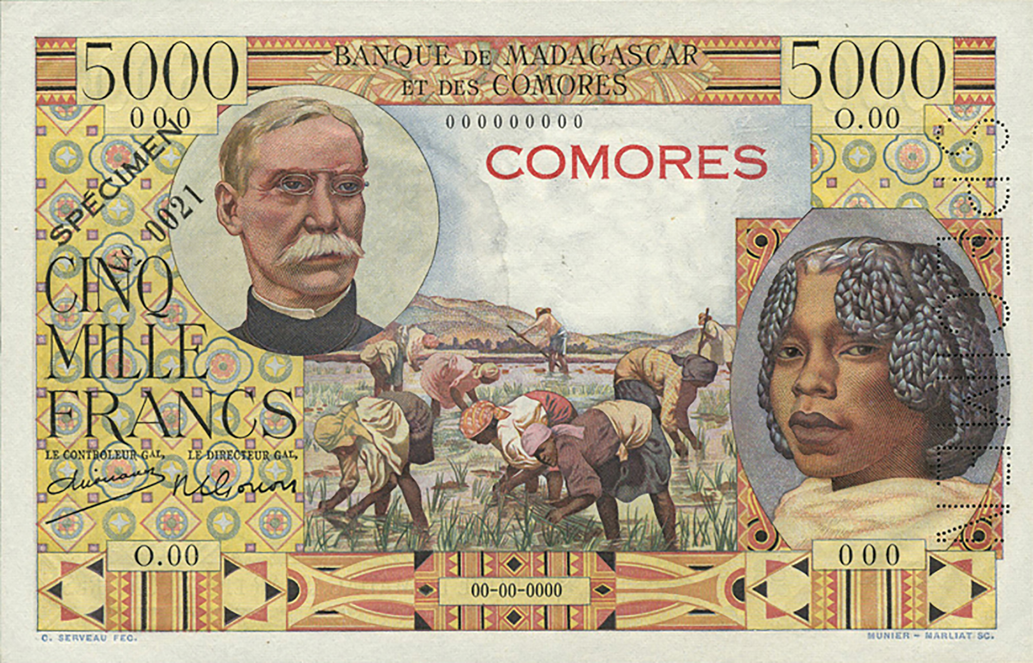  Diagonal black SPÉCIMEN / No # ovpt front; vertical SPECIMEN perf; dated 00-00-0000; all-zero s/n 