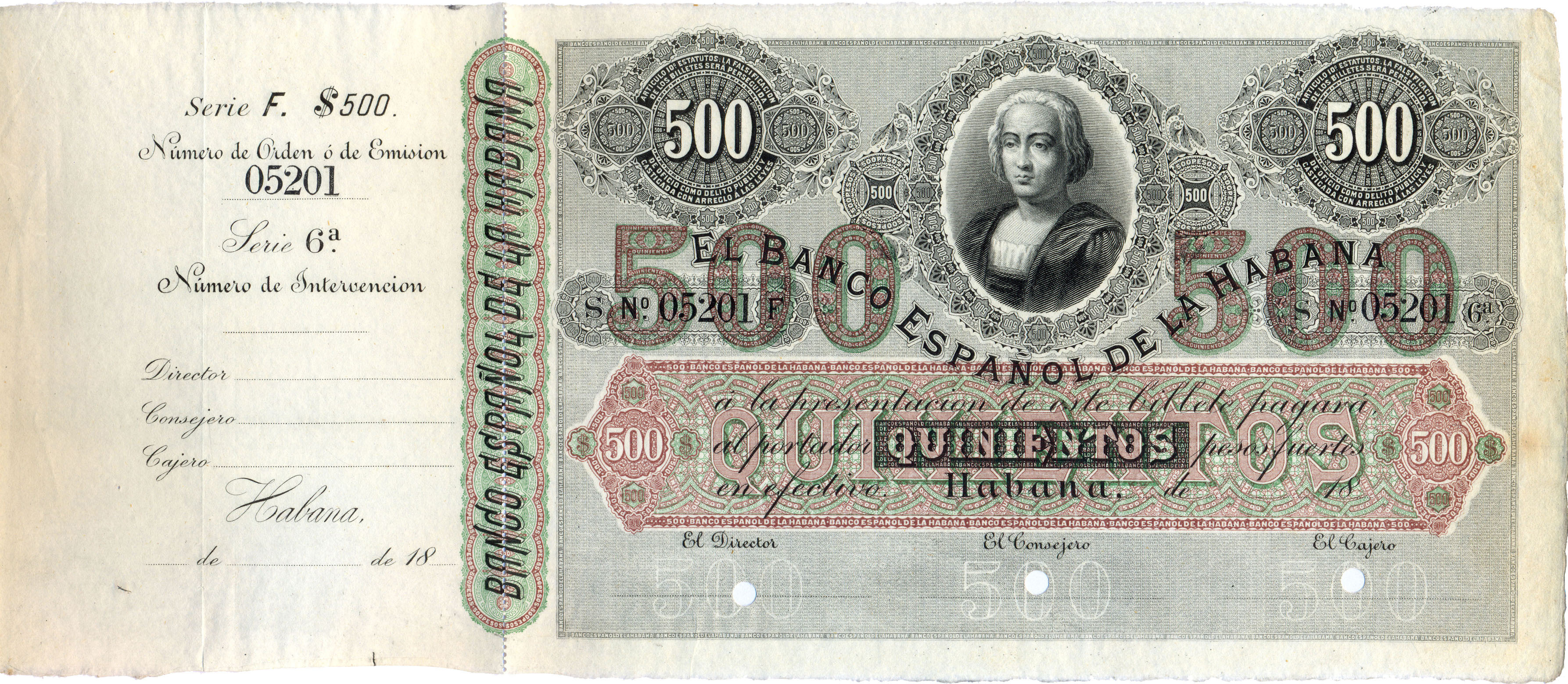  No perf; no date; no sig ; s/n 05201; counterfoil 