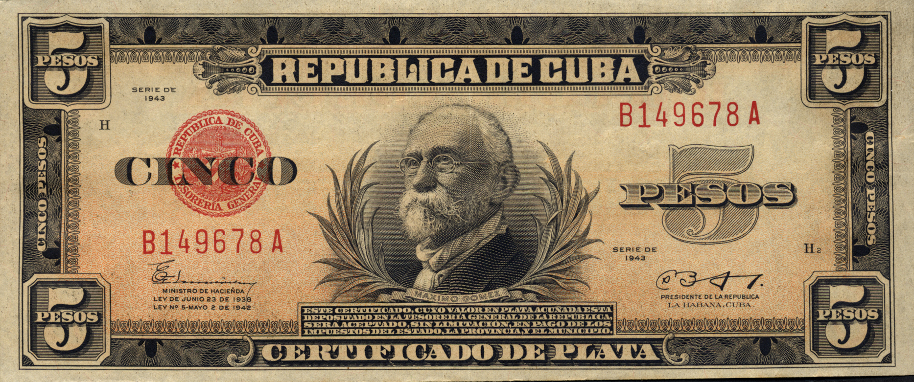  1943 Sig 5: Montoulieu/Batista 3,174,800 notes 