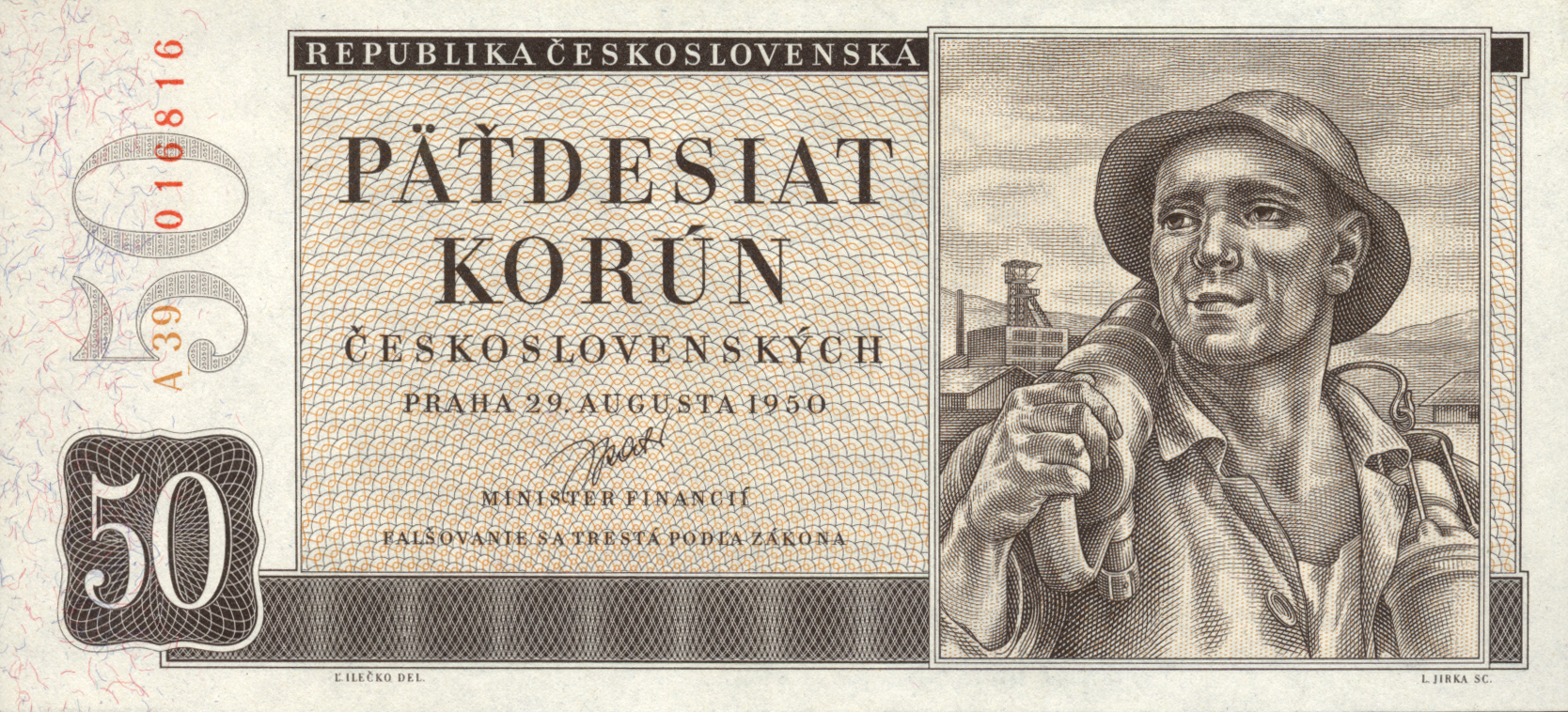 29.8.1950 29 AUGUSTA 1950 Sig 9 Bluish paper with fibers at left Series A01 - A48 Intro: 21 12 1950 