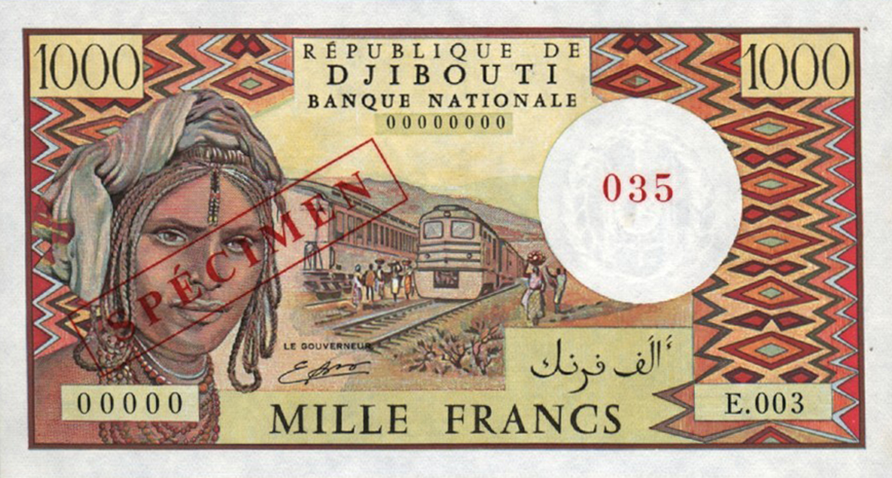  Diagonal red boxed SPÉCIMEN ovpt front; horizontal red # ovpt front; all-zero s/n 