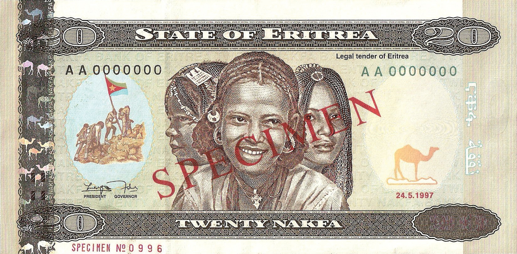  Diagonal red SPECIMEN ovpt front/back; horizontal red SPÉCIMEN / NO # ovpt lower left; all-zero s/n 