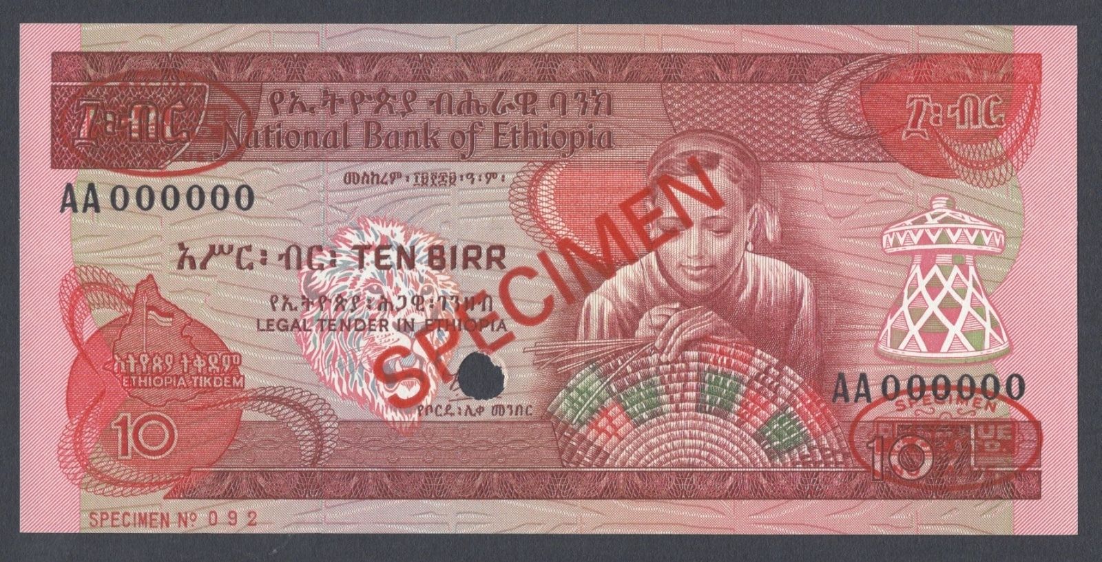  Diagonal red SPECIMEN and DLR oval ovpts; horizontal red SPECIMEN NO # ovpt lower left; all-zero s/n 