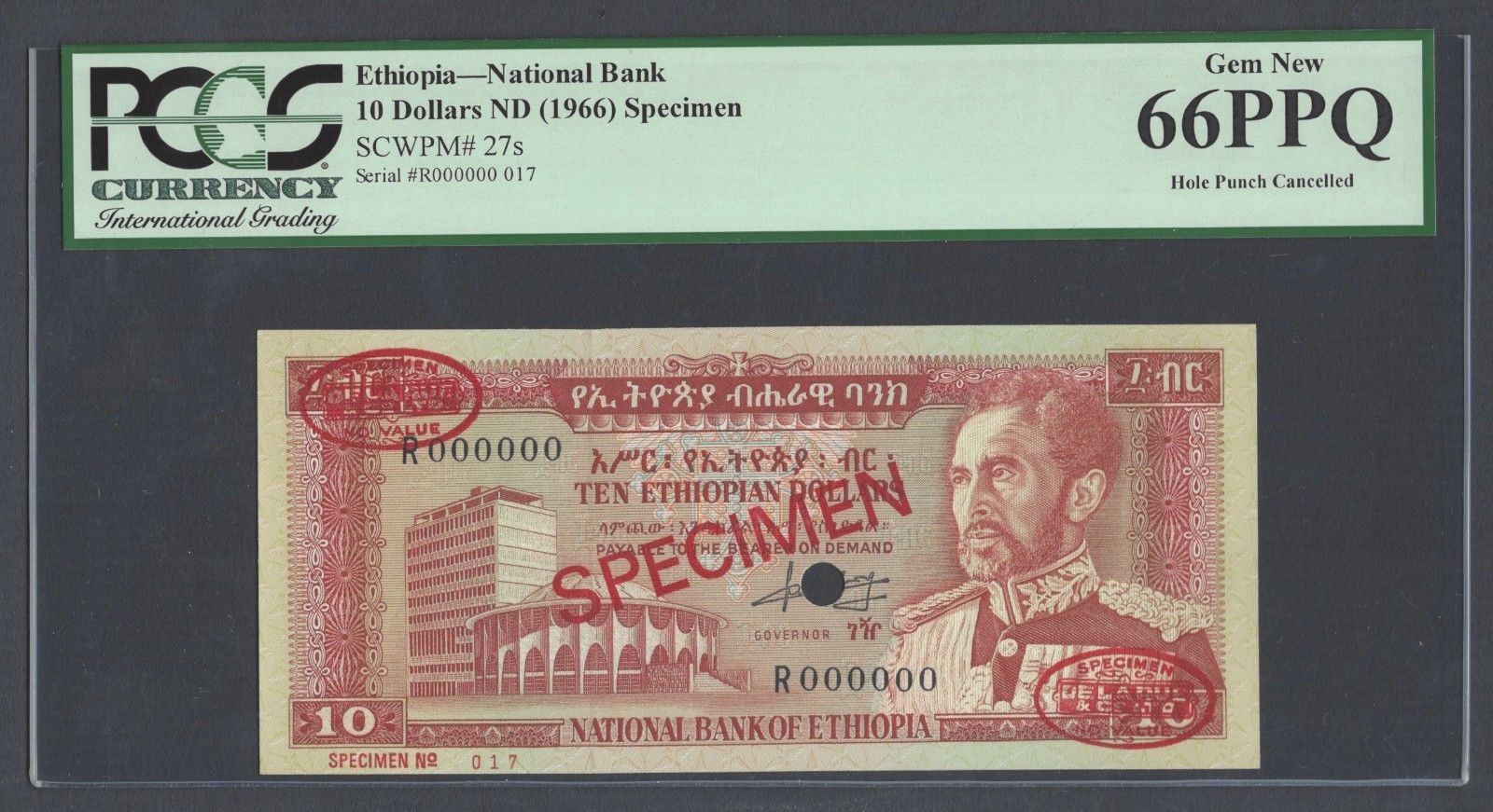  Diagonal red SPECIMEN and DLR oval ovpts; horizontal red SPECIMEN NO # ovpt lower left; all-zero s/n 