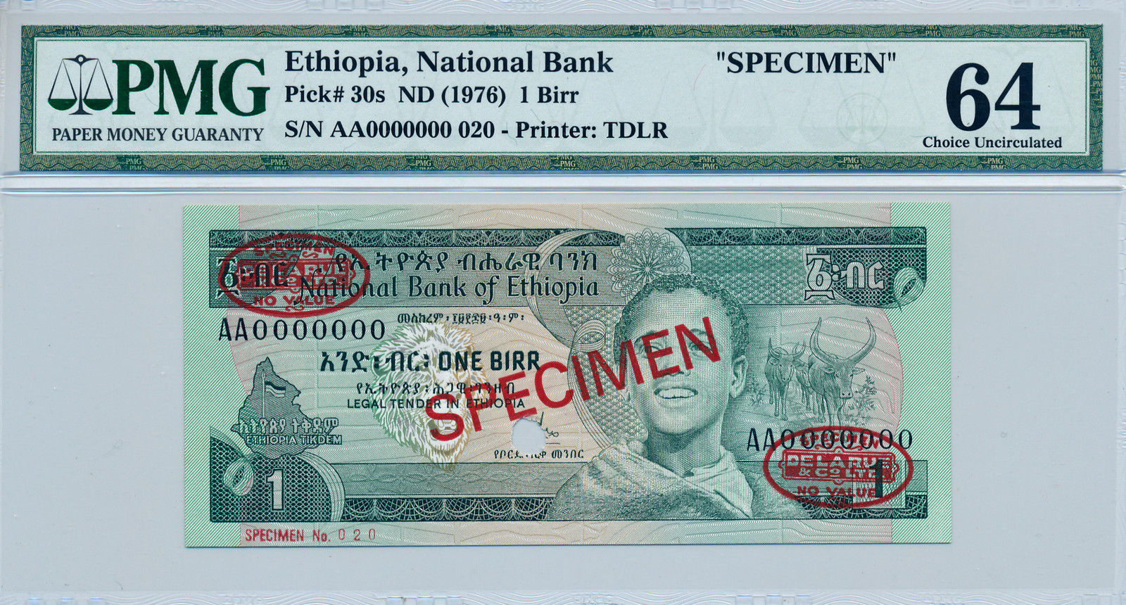  Diagonal red SPECIMEN and DLR oval ovpts; horizontal red SPECIMEN NO # ovpt lower left; all-zero s/n 