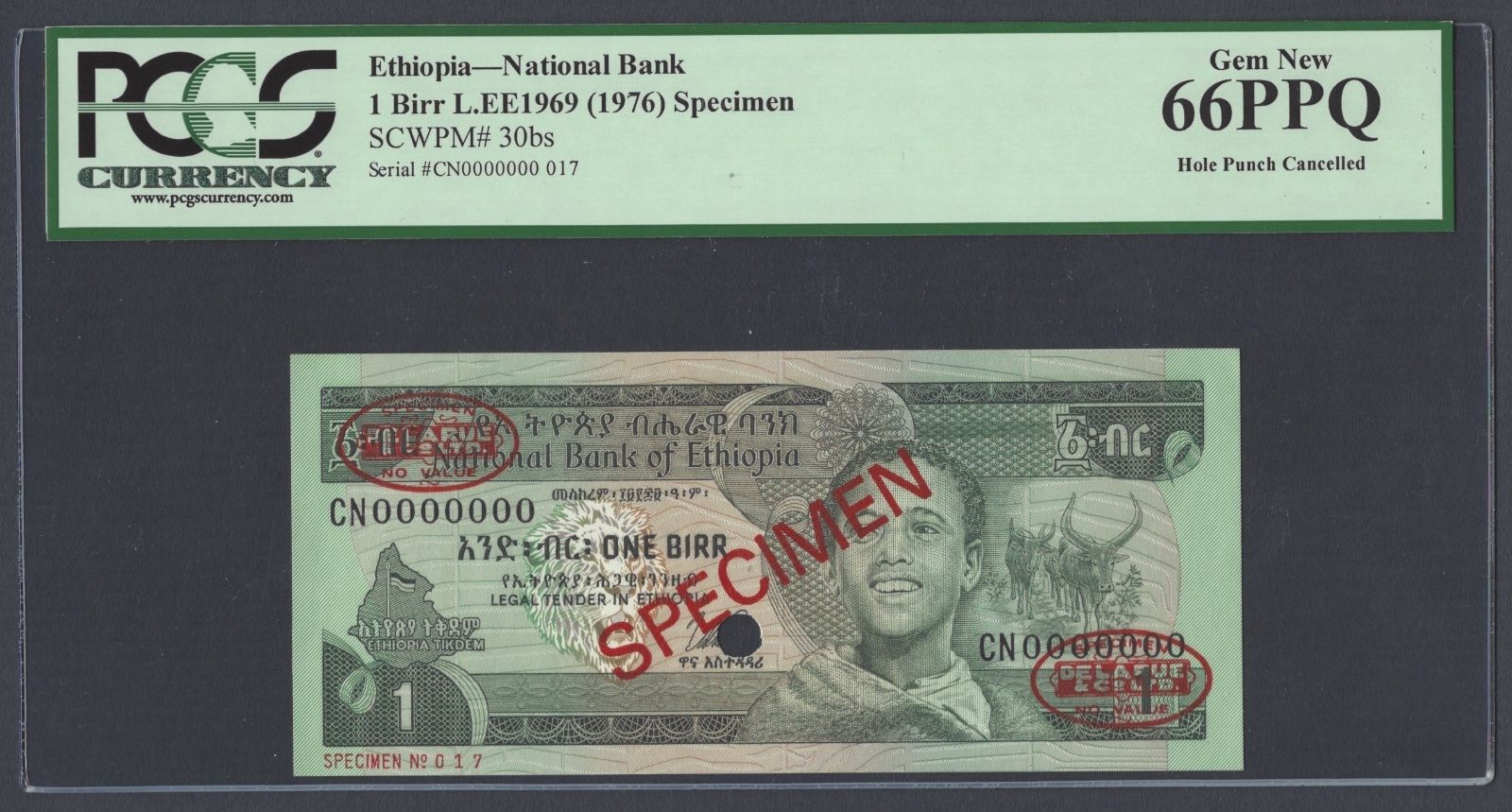  Diagonal red SPECIMEN and DLR oval ovpts; horizontal red SPECIMEN NO # ovpt lower left; all-zero s/n 