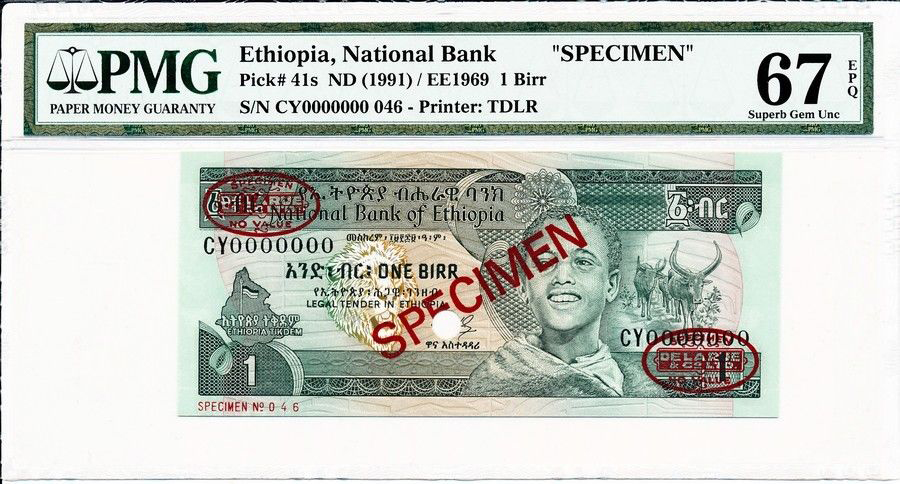  Diagonal red SPECIMEN ovpt front/back; horizontal red SPECIMEN NO # ovpt lower left; all-zero s/n 