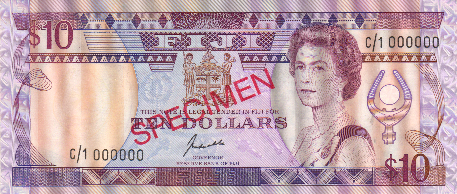  Diagonal red SPECIMEN ovpt front/back; all-zero s/n 