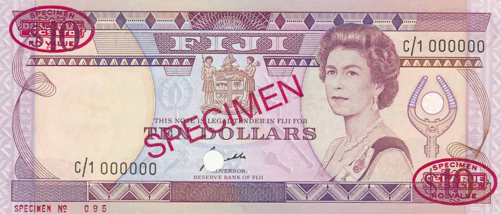  Diagonal red SPECIMEN and DLR oval ovpts; horizontal red SPECIMEN No # ovpt lower left; all-zero s/n 