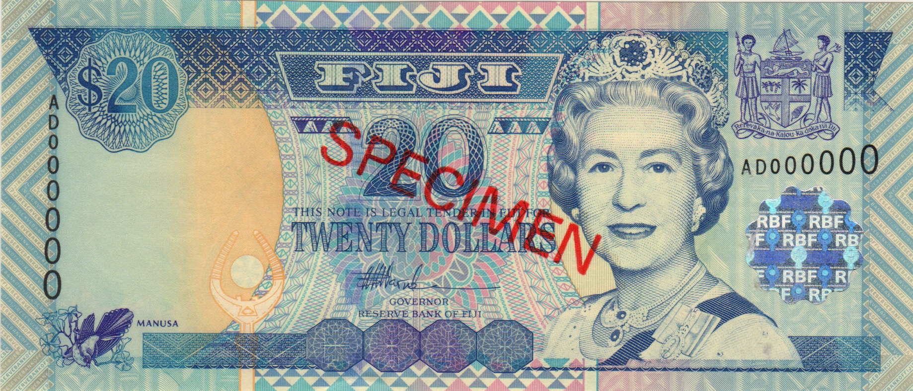  Diagonal red SPECIMEN ovpt front/back; all-zero s/n 