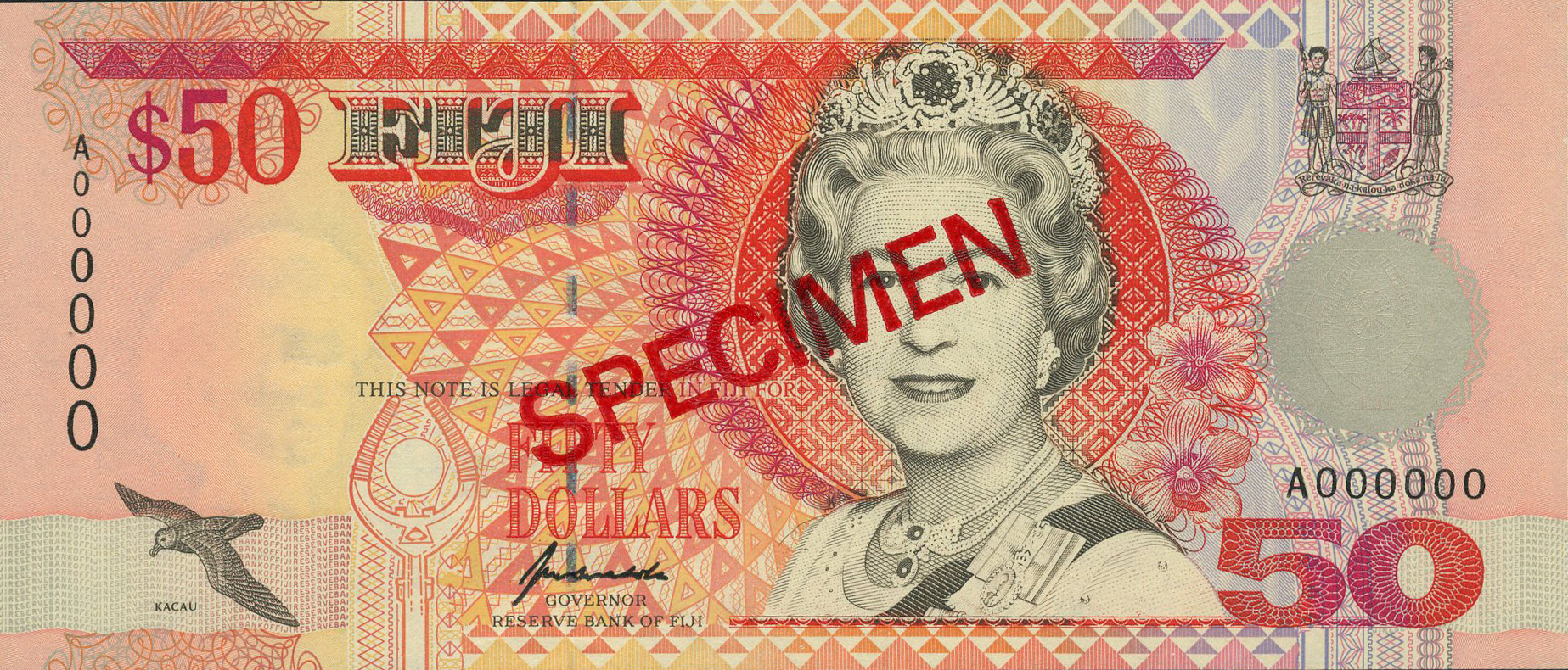  Diagonal red SPECIMEN ovpt front/back; all-zero s/n 