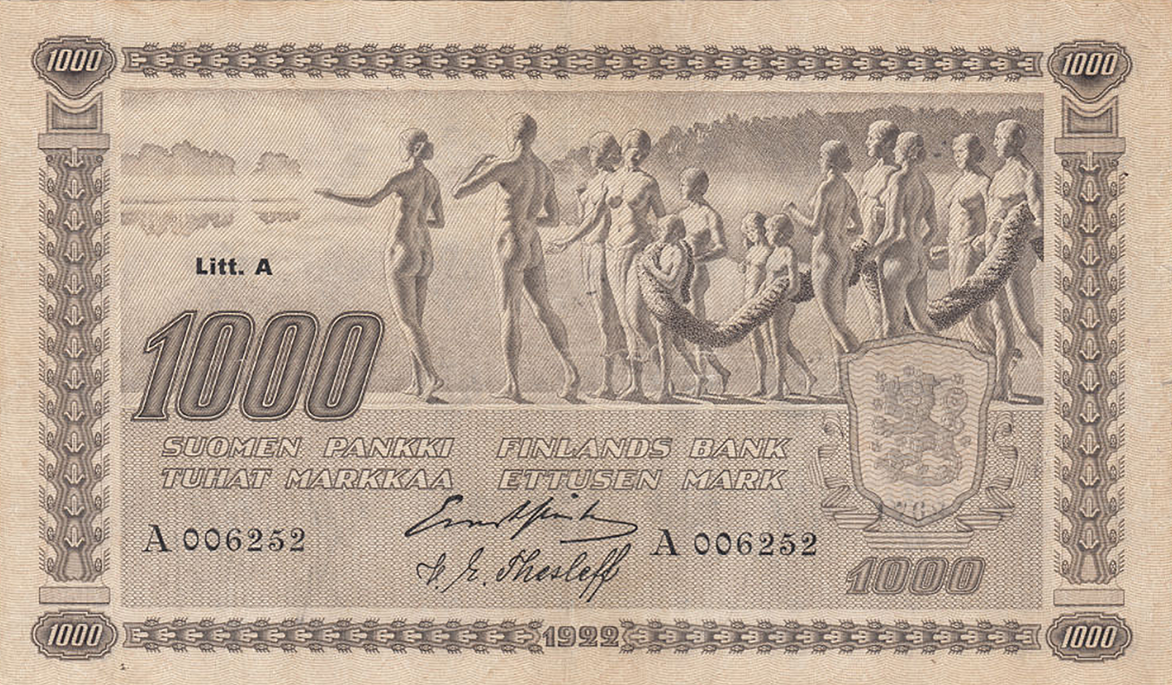  Litt A upper left front 12 sig varieties Wmk: Arrowhead pattern Prefix A Intro: 27 06 1929 