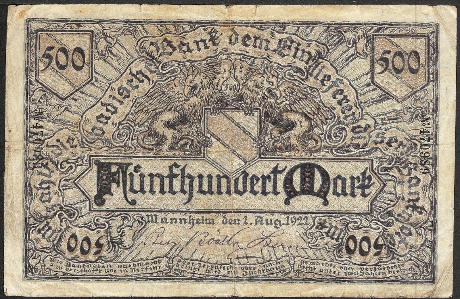  1 August 1922 Sig 5 Series none, B 