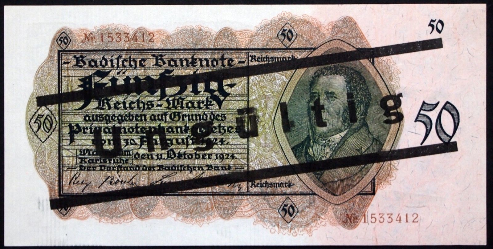  Diagonal black Ungultig ovpt front/back; normal s/n 