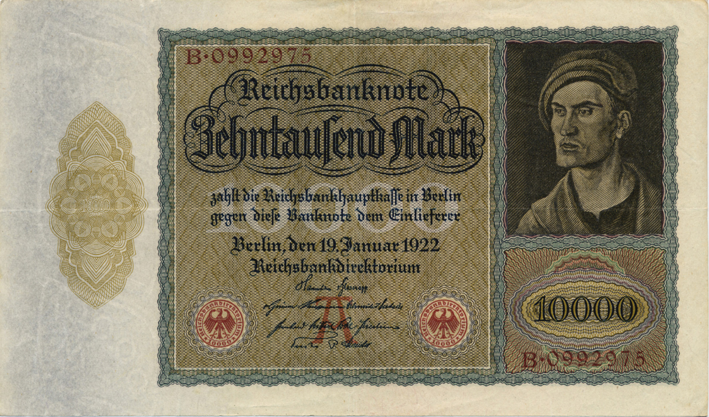  19 Januar 1922 Sig 13a Letter: A Prefix A - E 7-digit s/n Intro: 00 05 1922 