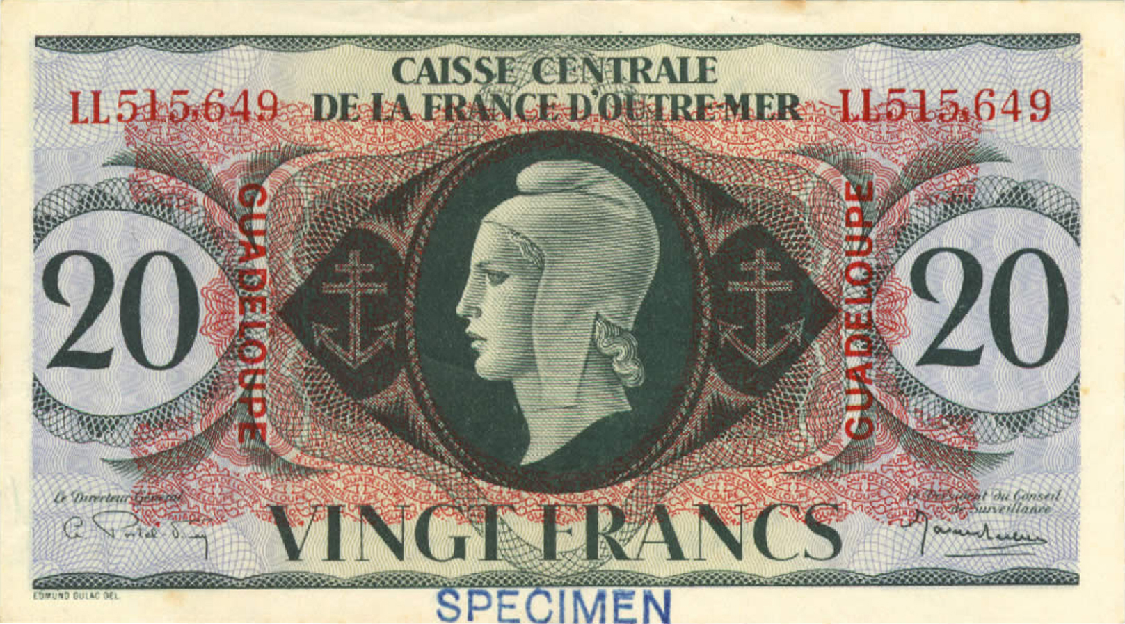  Horizontal blue SPECIMEN ovpt front; normal s/n 