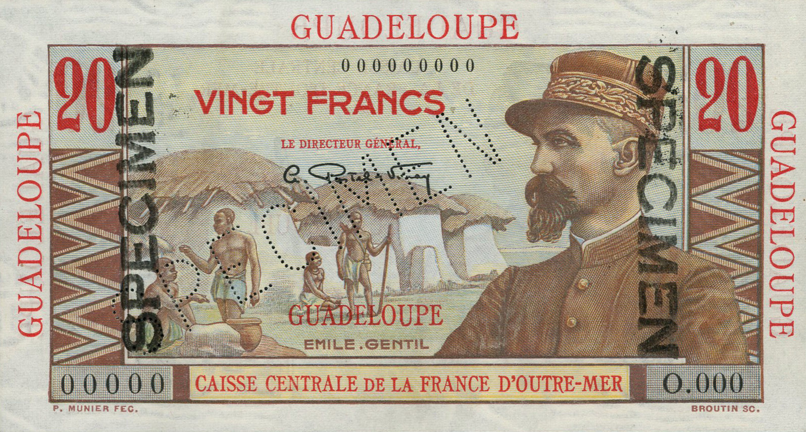  Diagonal SPECIMEN perf; two vertical black SPECIMEN ovpts front/back; all-zero s/n 