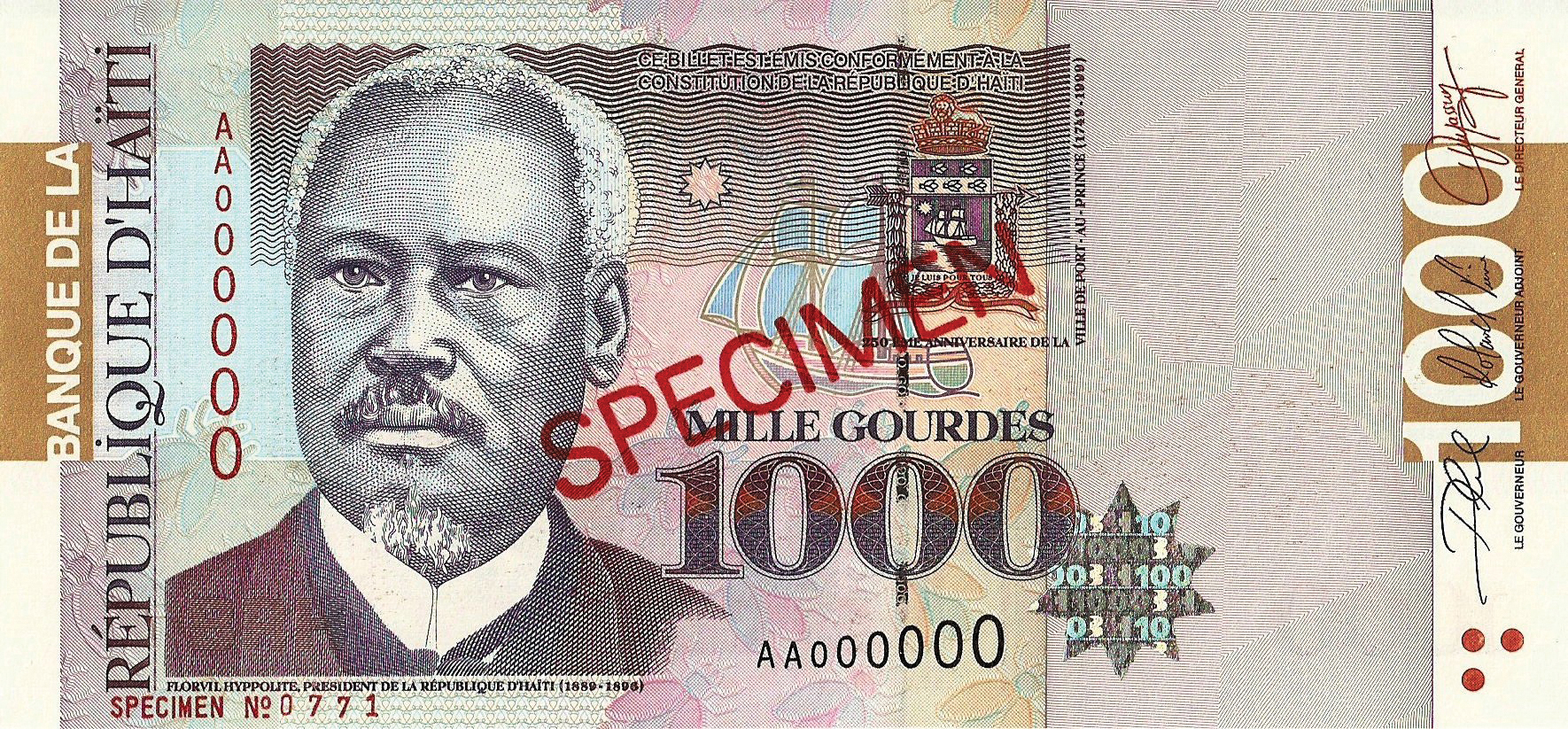  Diagonal red SPECIMEN ovpt front/back; horizontal red SPECIMEN No # ovpt lower left; all-zero s/n 