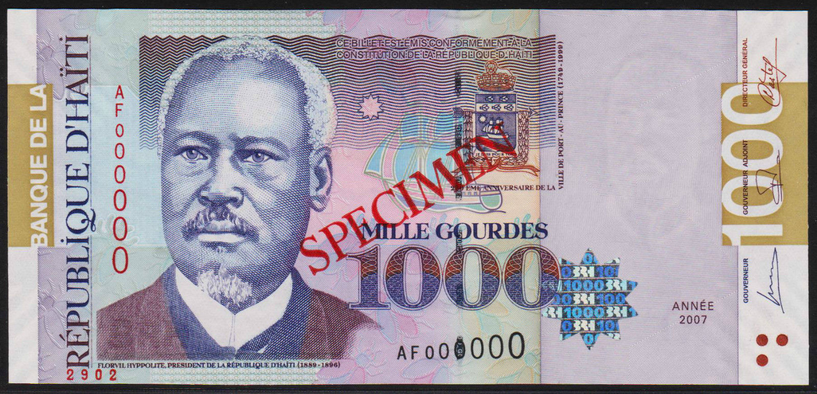  Diagonal red SPECIMEN ovpt front/back; horizontal red # ovpt lower left; all-zero s/n 