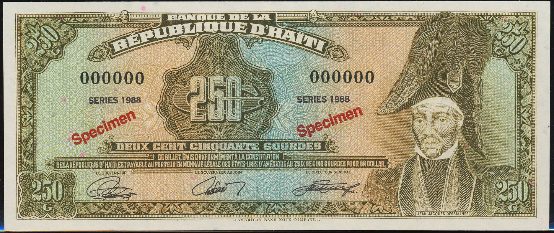  Two diagonal red Specimen ovpts front/back; all-zero s/n 