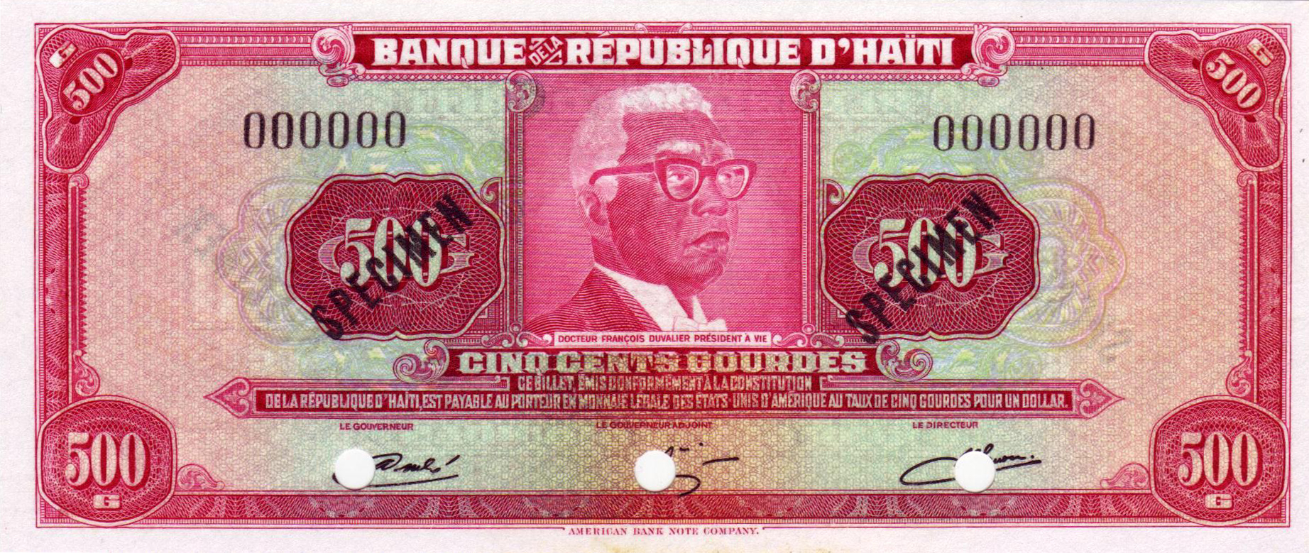  Two diagonal black SPECIMEN ovpts front/back; all-zero s/n 