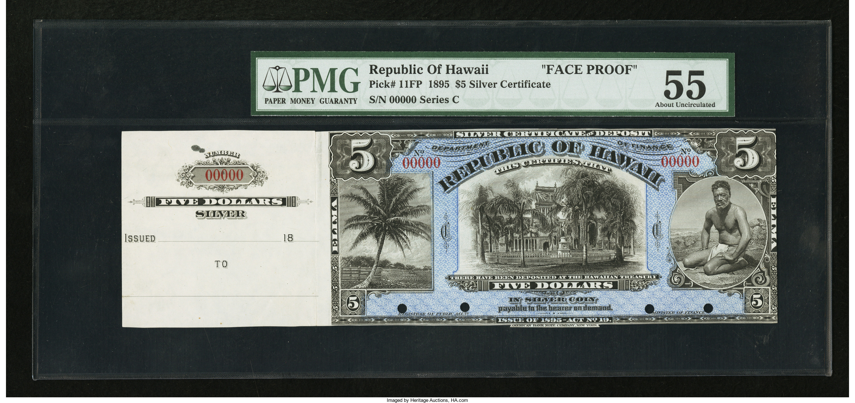  Uniface front with counterfoil; all-zero s/n 