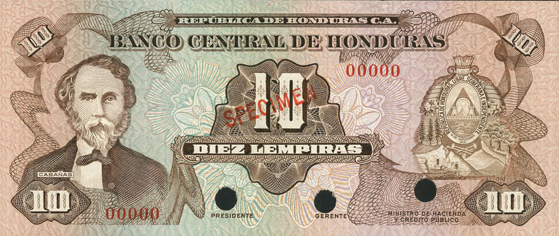  Diagonal red SPECIMEN ovpt front; no date; no sig ; all-zero s/n 