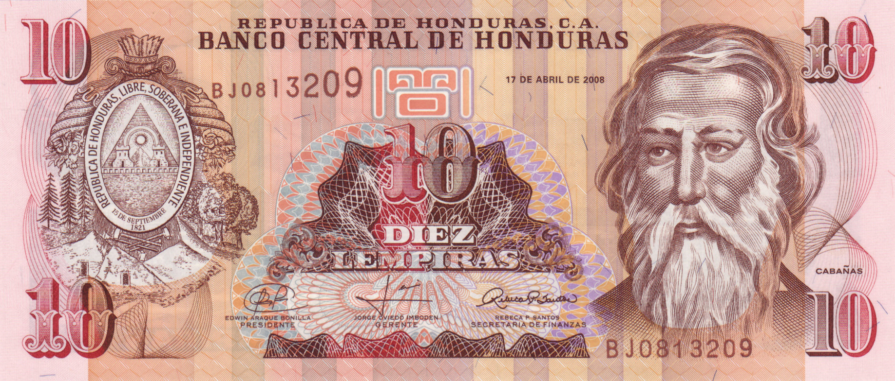  17 DE ABRIL DE 2008 Sig 28: Araque/Oviedo/Santos Printer: DE LA RUE Prefix BJ, BK 