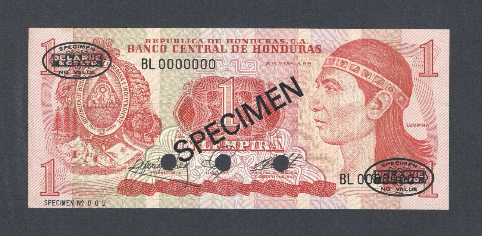  Diagonal black SPECIMEN and DLR oval ovpts; horizontal black SPECIMEN No # ovpt lower left; all-zero s/n 