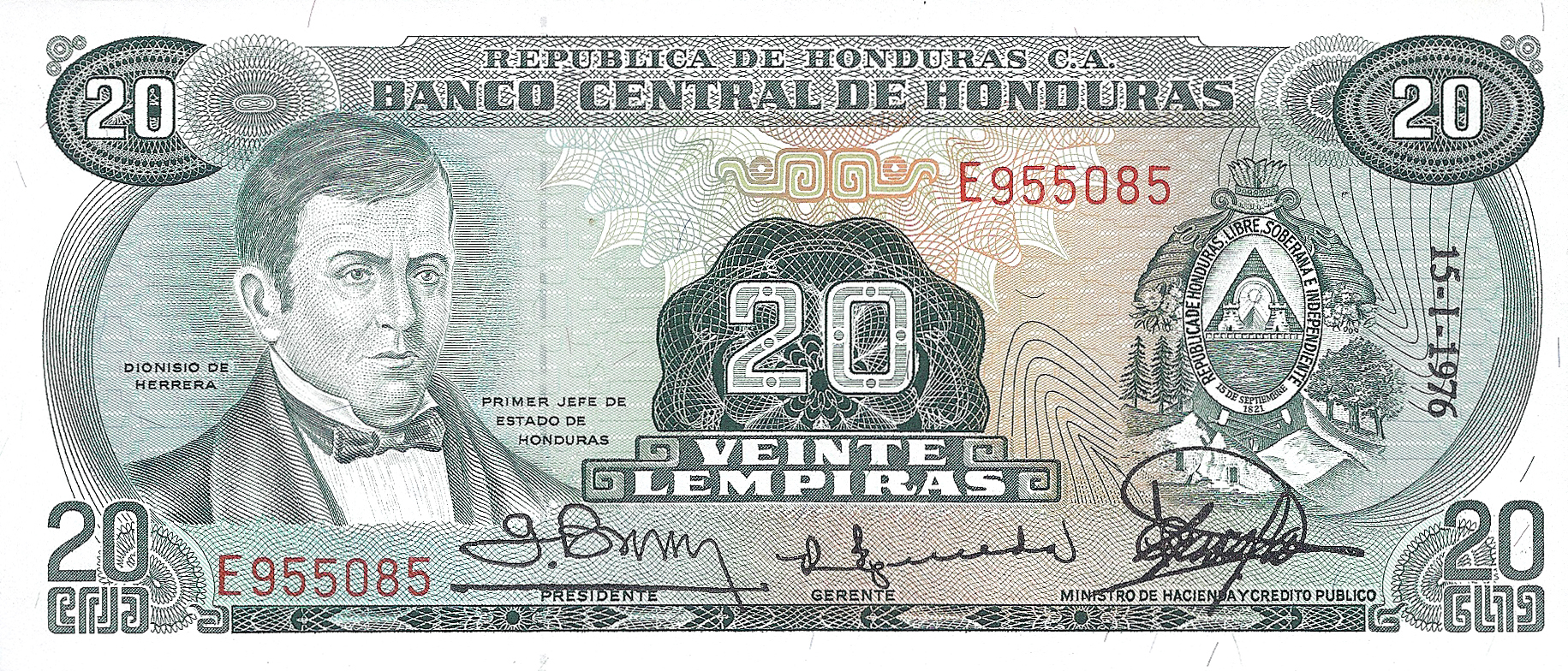  15-I-1976 Vertical date to right of coat of arms 