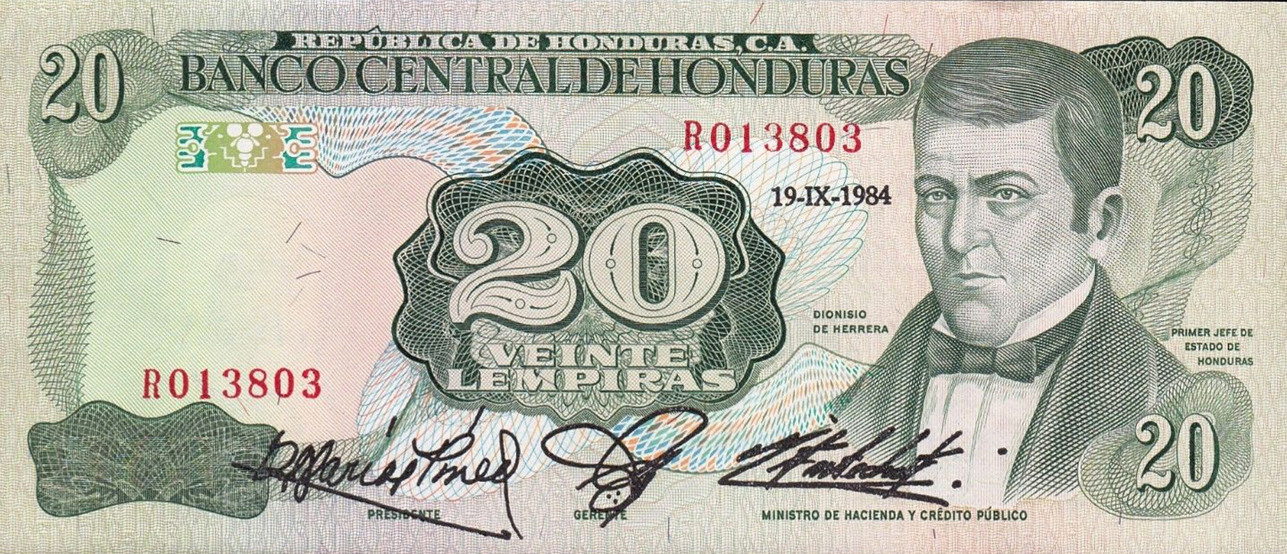  19-IX-1984 Horizontal date to left of portrait Prefix R 