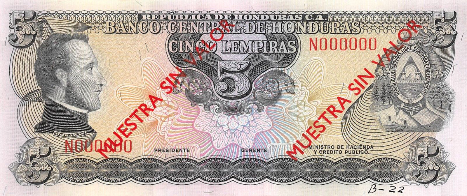  Two diagonal red MUESTRA SIN VALUE ovpts front/back; no date; no sig ; all-zero s/n 