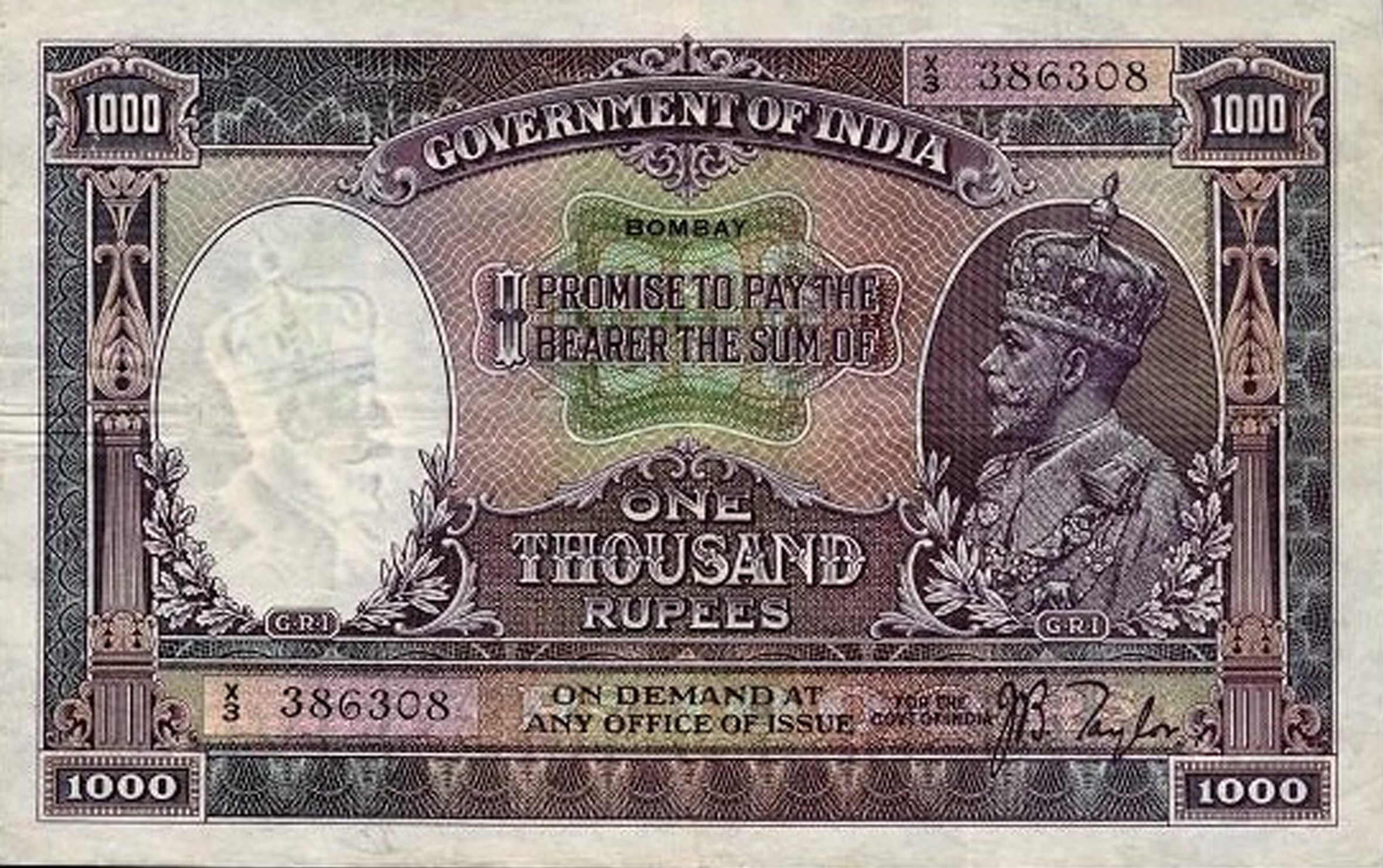  BOMBAY Sig Taylor Prefix X/3, X/9 