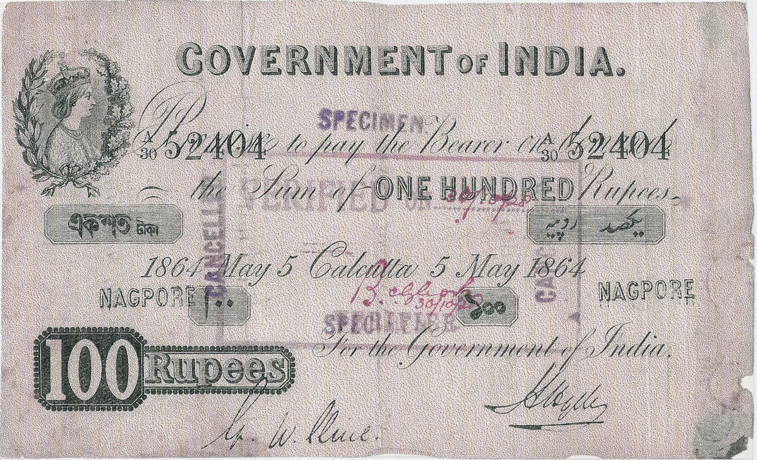  Calcutta with Nagpore ovpt Sig Hyde/Cline Prefix A/## 