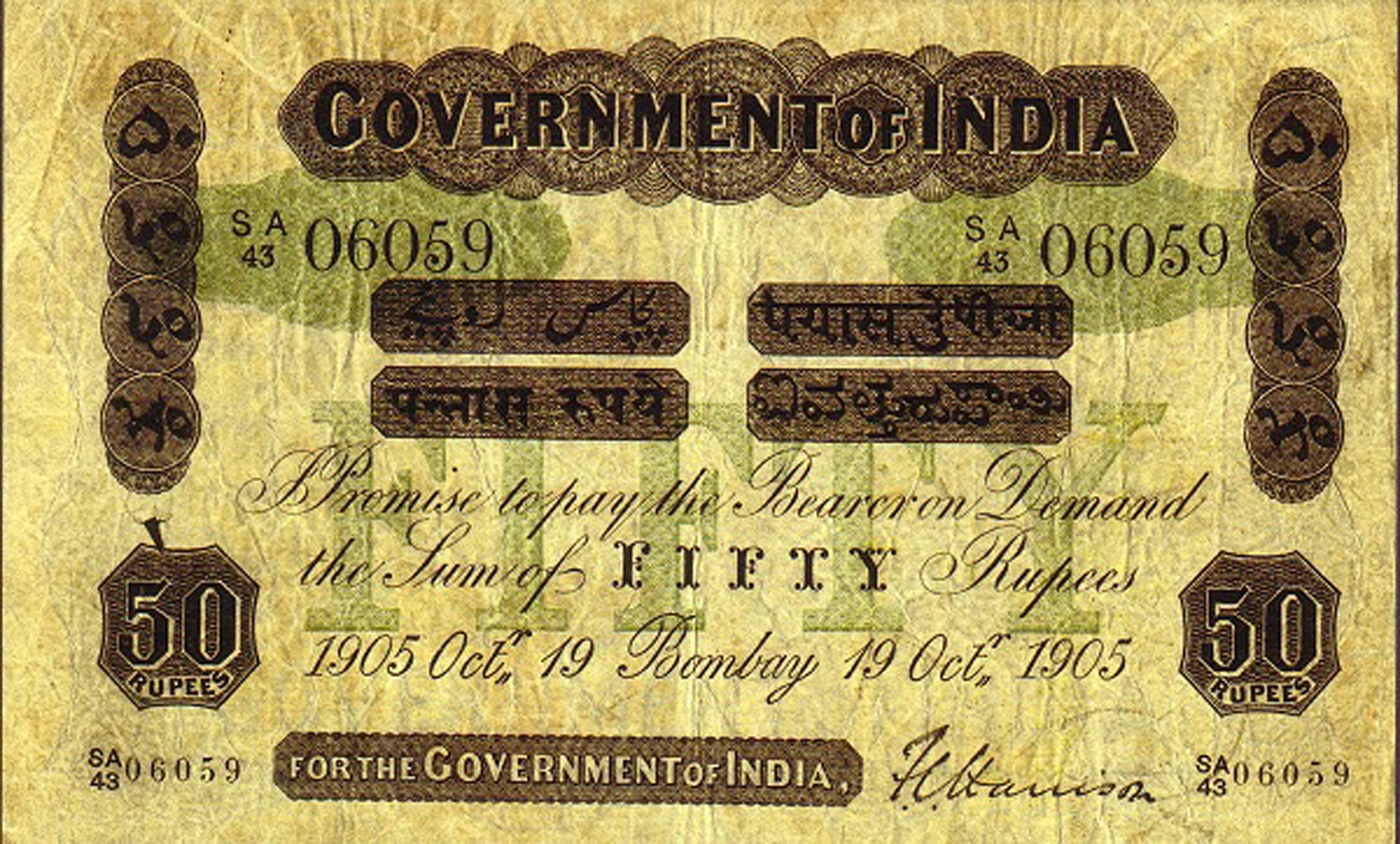  Bombay Sig F C Harrison Prefix SA 