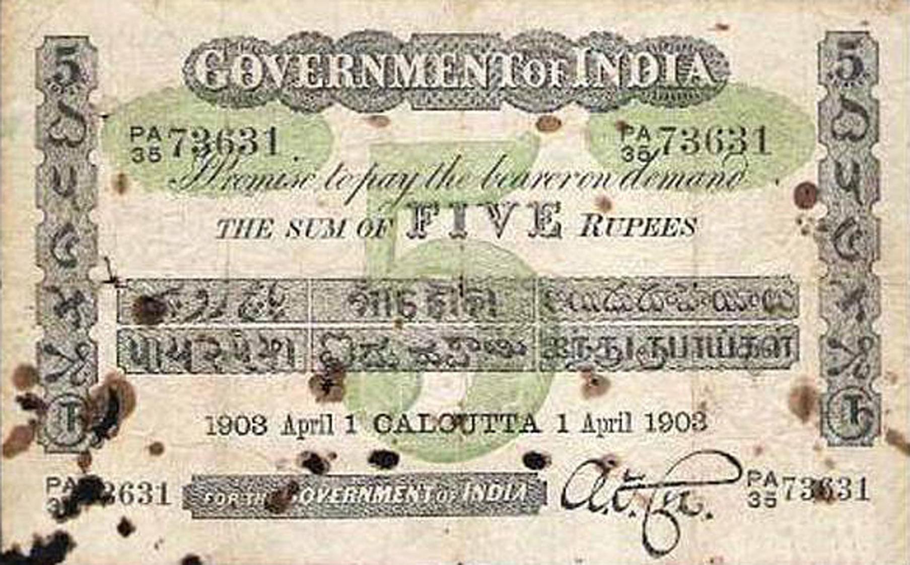  CALCUTTA Sig Cox Prefix OA, PA 