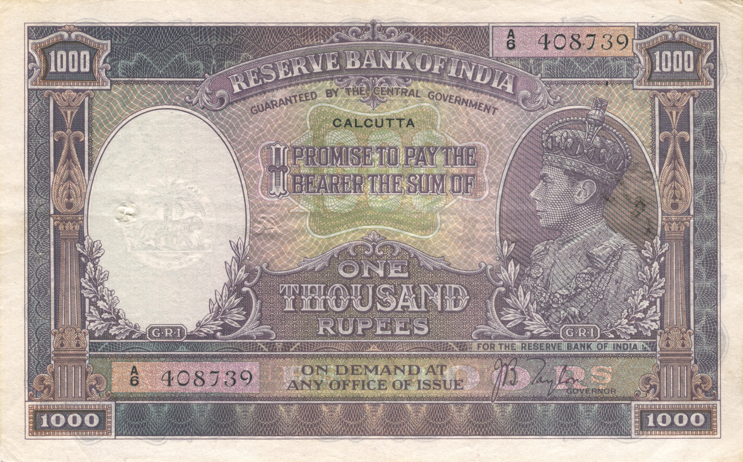  CALCUTTA ovpt Prefix A0, A6 