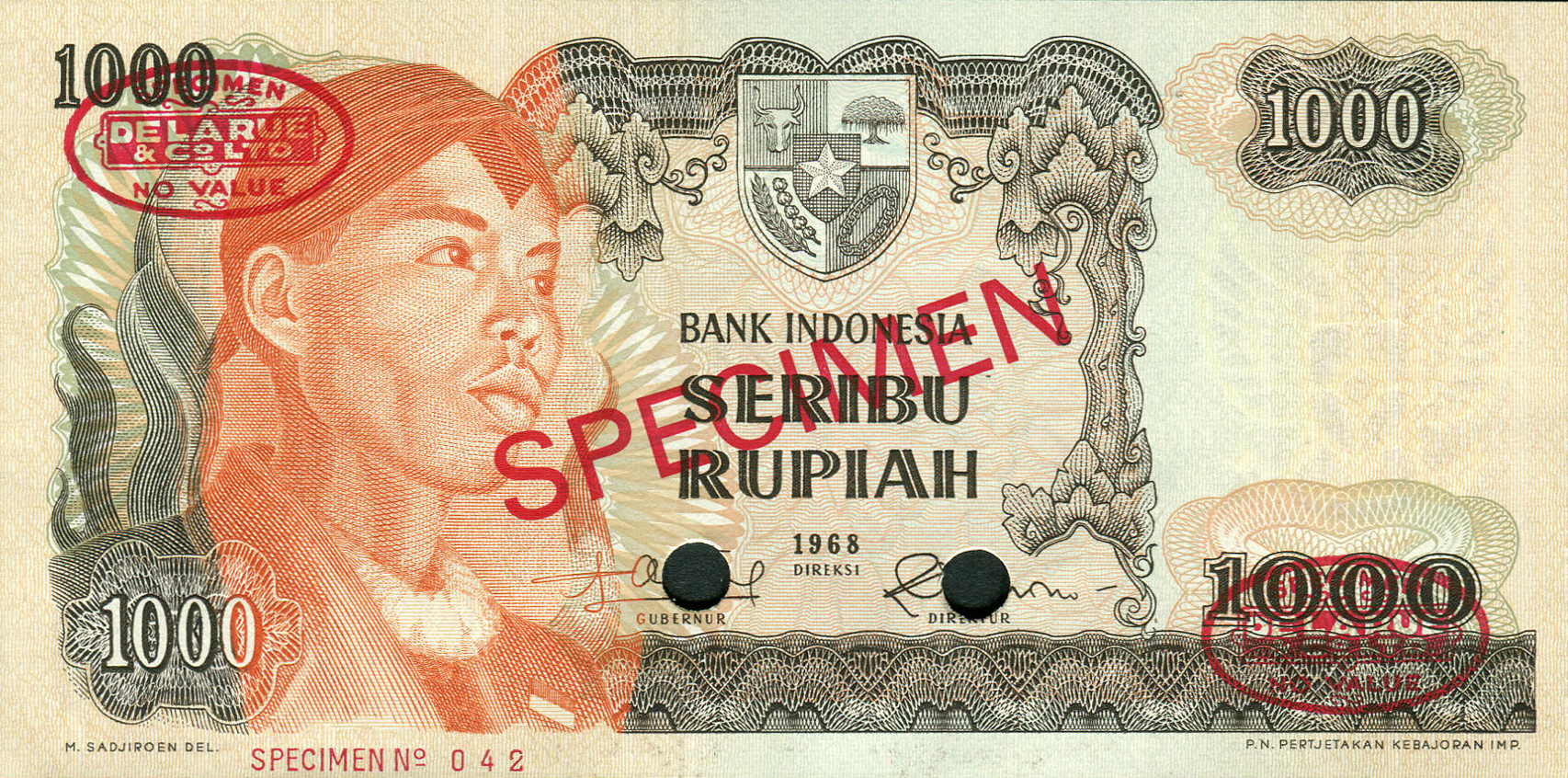  Diagonal red SPECIMEN and DLR oval ovpts; horizontal red SPECIMEN NO # ovpt lower left; all-zero s/n 