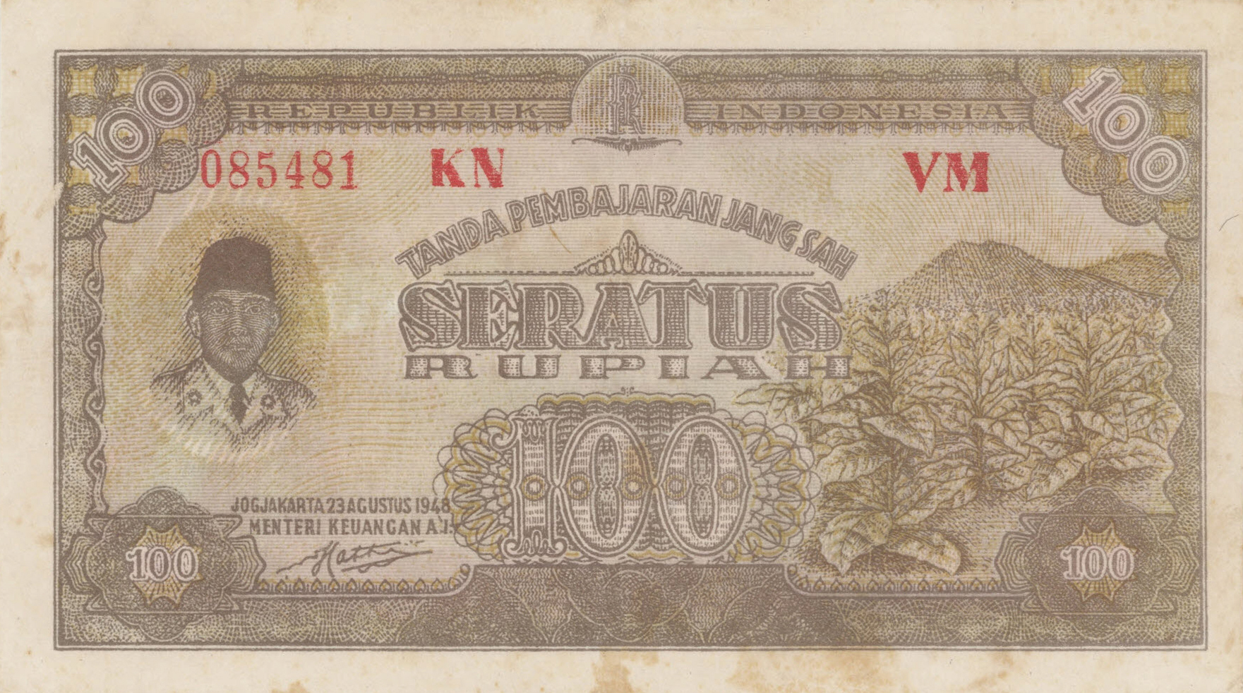  23 AGUSTUS 1948 Sig 3: Hatta 6-digit s/n and 2 control letter pairs 