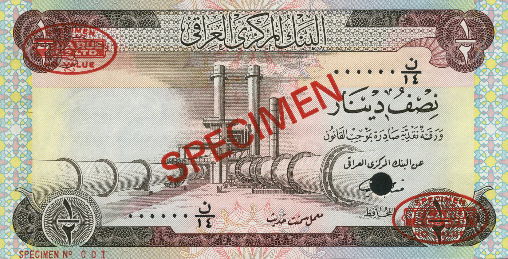  Diagonal red SPECIMEN and DLR oval opvts; horizontal red SPECIMEN NO # ovpt lower left; all-zero s/n 