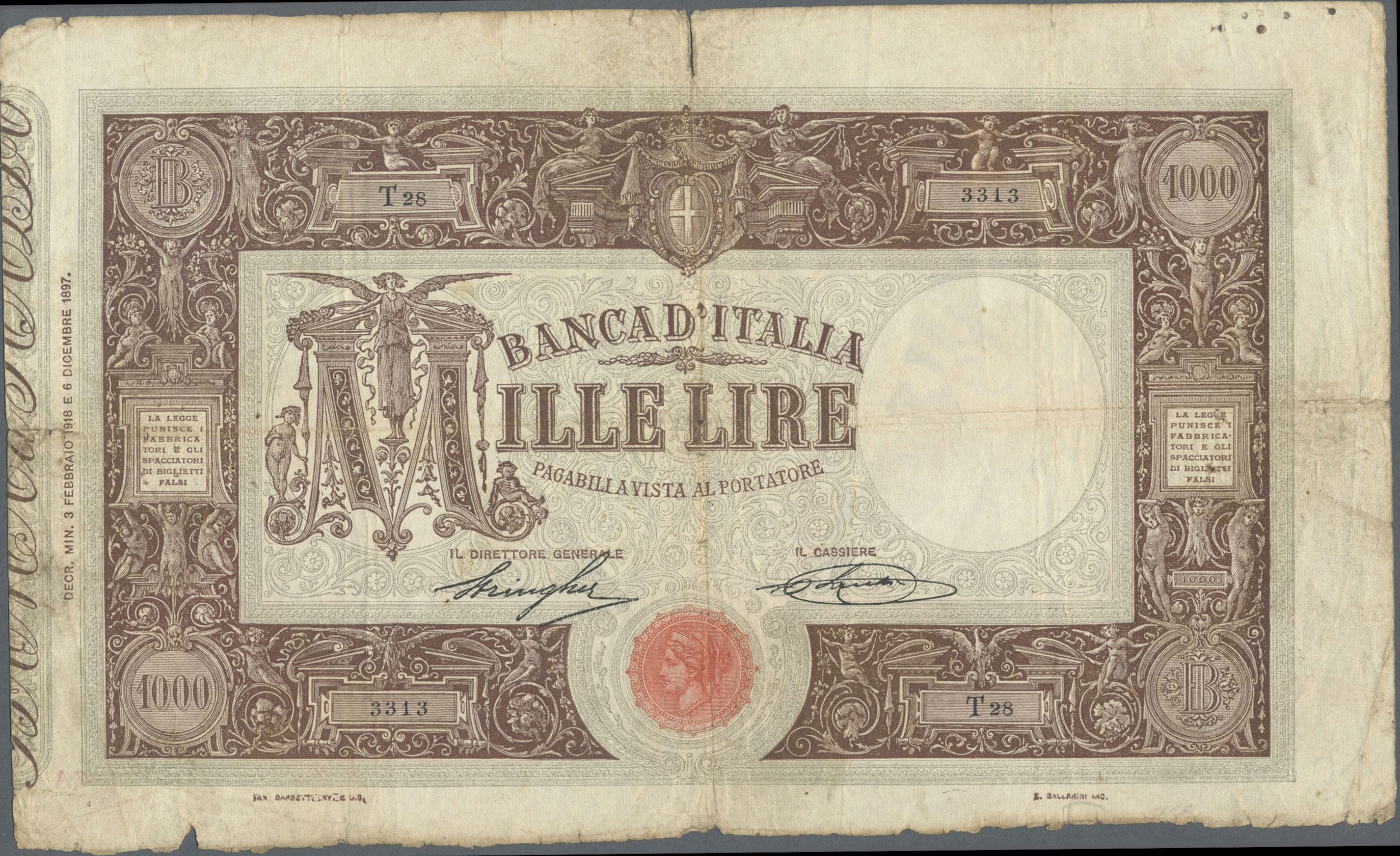  13 11 1911 - 01 07 1918 Sig 4: Stringher/Sacchi Series N7 - V40 