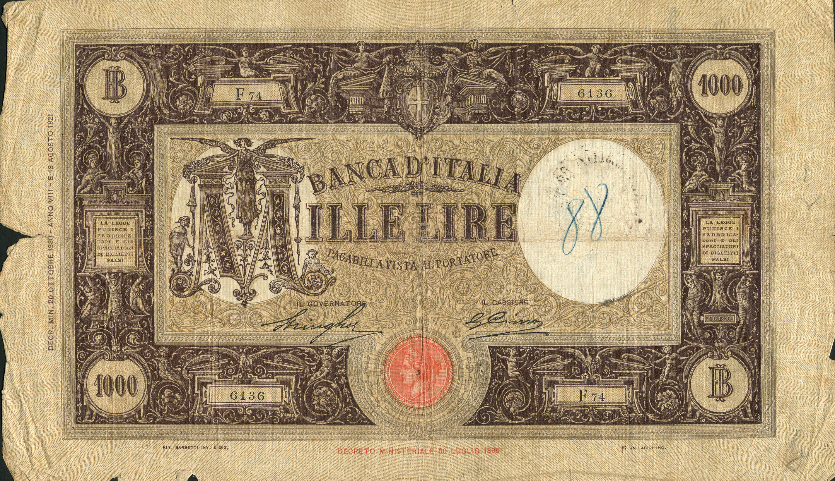  12 04 1929, 05 12 1929, 20 10 1930 Sig 6: Stringher/Cima Series A63 - V77 