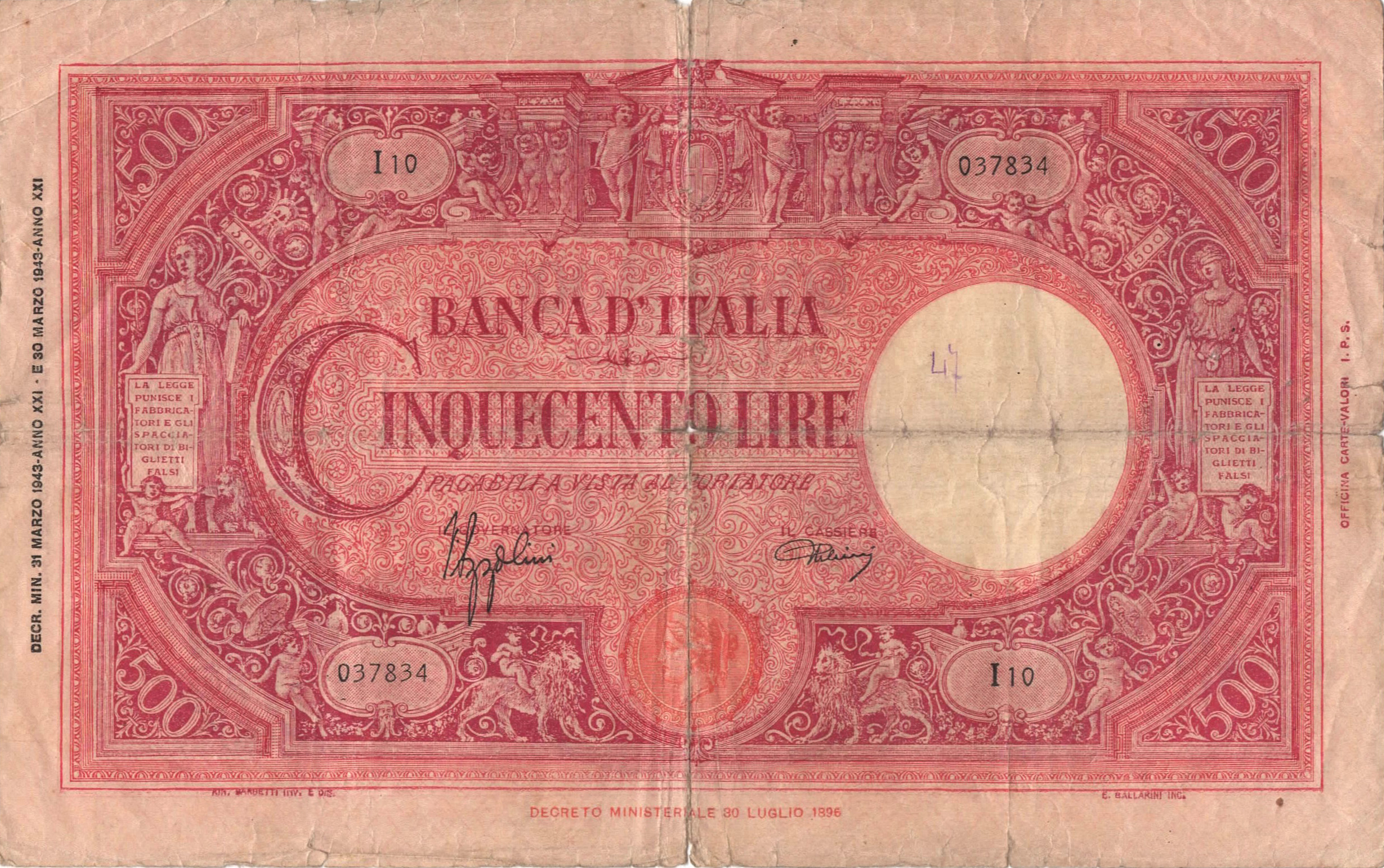  Printed by Alfieri & Lacroix in Milan with IPS imprint Series I1 - Z12 