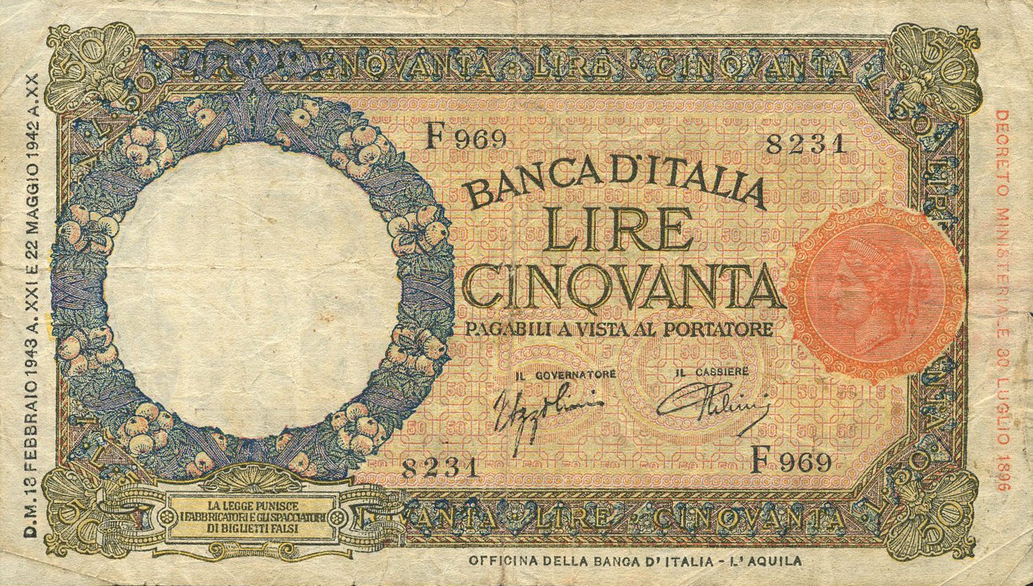  13 FEBBRAIO 1943 Series A941 - V990 