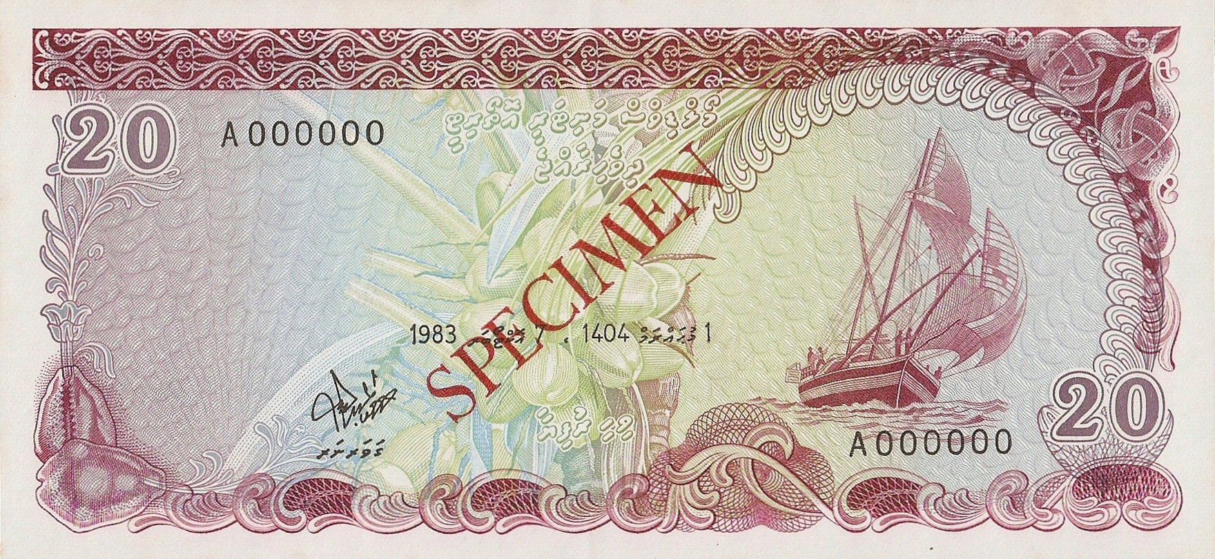  Diagonal red SPECIMEN ovpt front/back; all-zero s/n 