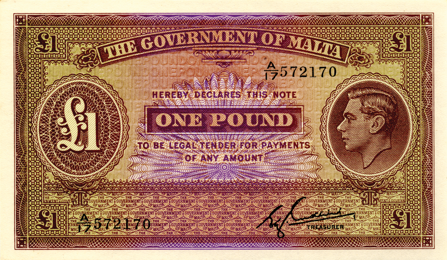  Sig 2: Cuschieri with printed TREASURER Prefix A/16 - A/19 