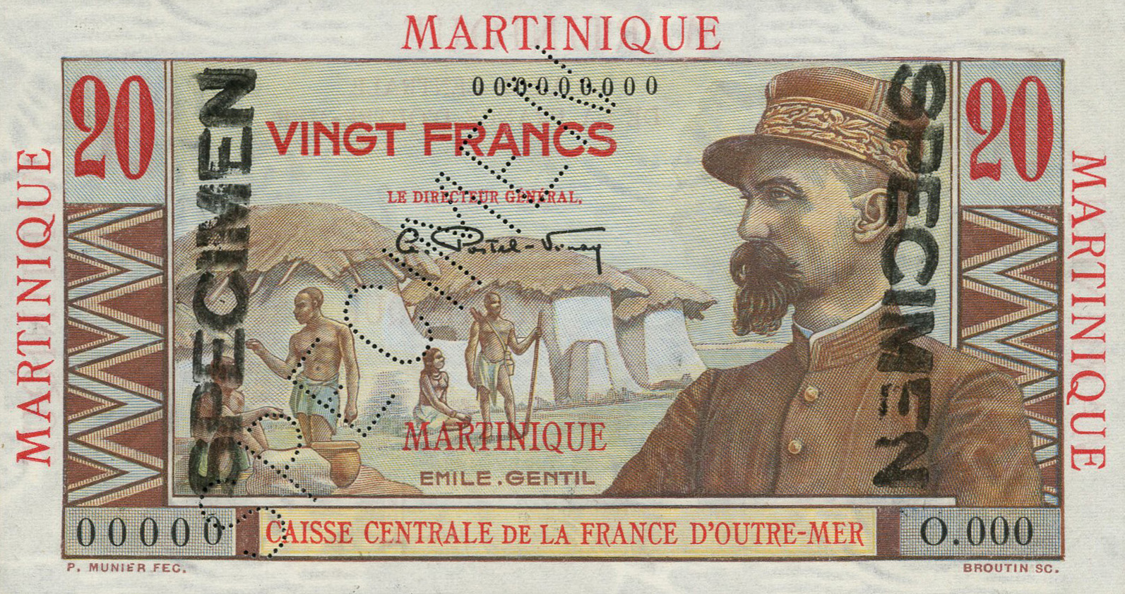  Diagonal SPECIMEN perf; two vertical black SPECIMEN ovpts front/back; all-zero s/n 