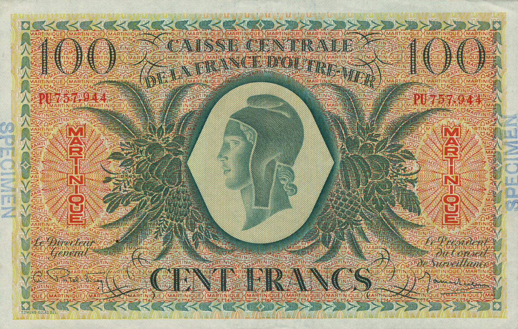  Blue SPECIMEN stamps in margins; normal s/n 