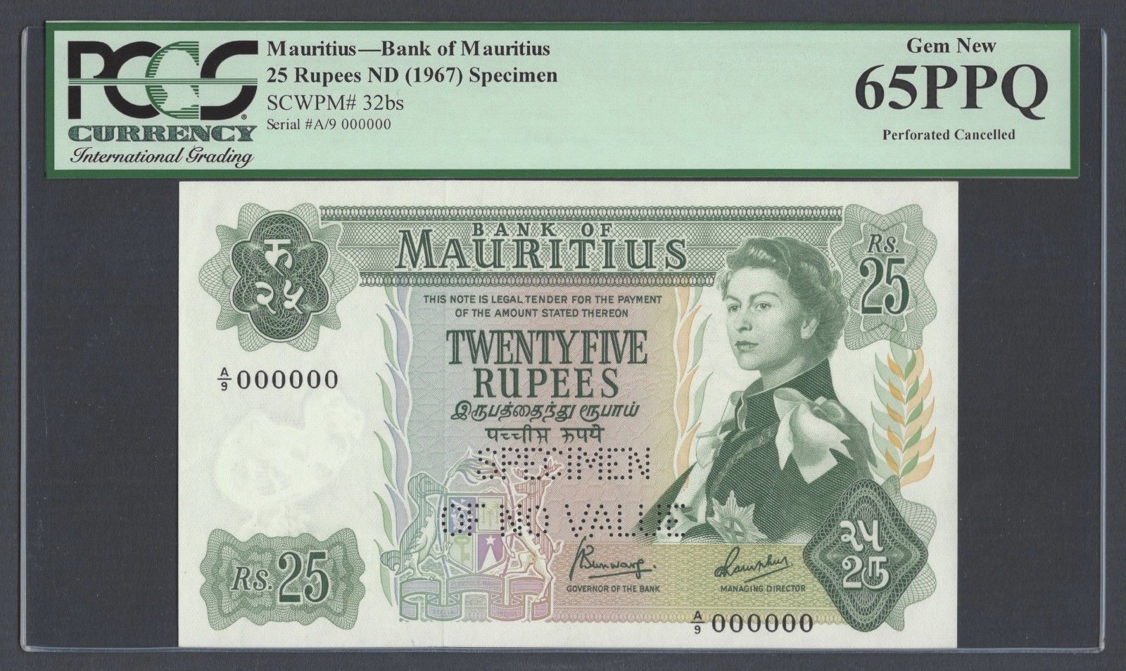  Horizontal SPECIMEN / OF NO VALUE perf; all-zero s/n 